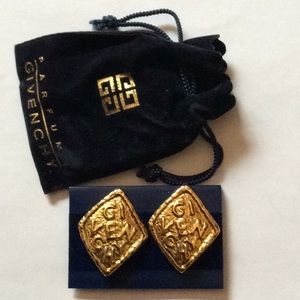 Vintage Givenchy Clip on Earrings Gold Tone 1980s